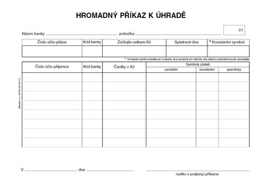 Hromadný příkaz k úhradě A5