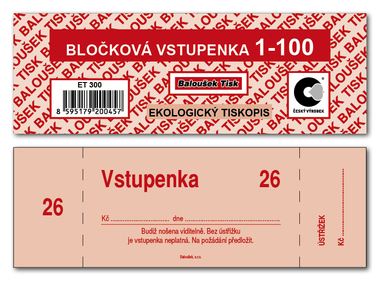 Bločkové vstupenky 1 - 100 čísel