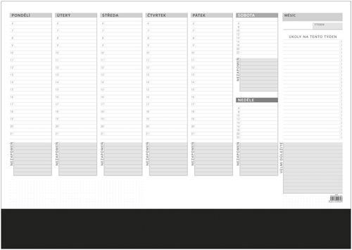 Stolní plánovač A2- týd. mapa s lištou -50 l